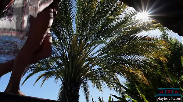 Tiny blonde playboy babe shows off her extremely tight body and pussy