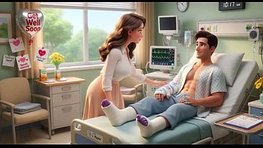 Curvy Mature Nurse Gives Caring Bath To Young Injured Man After Motorcycle Accident In Hospital (ai Generated) thumbnail