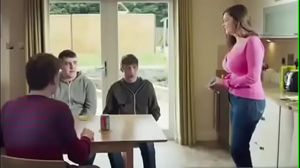 step Mom Shows Of Her New Push Up Bra To Her Son'_s Friends(