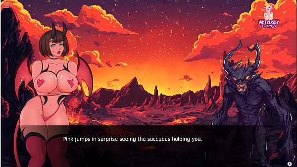 Lucky monster lady pink trying to get customers and lady pink giving a blow job and anal fucked by a demon 