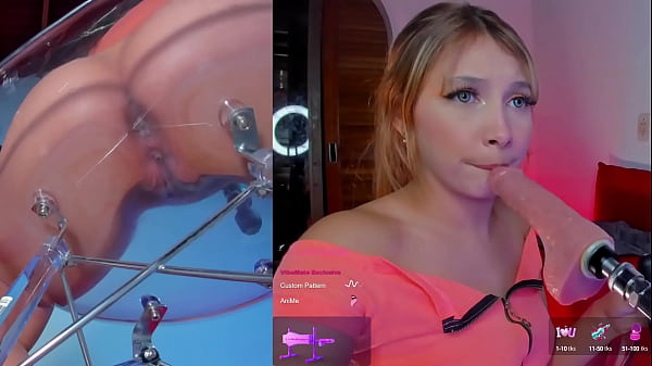 Blonde enjoying her toy machine