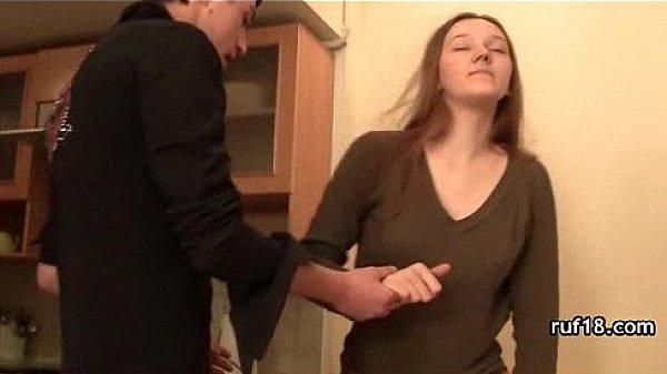 boy gives his submissive teen girlfriend a hard open handed spanking 
