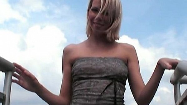 Public pussy games with sexy blonde college girl 