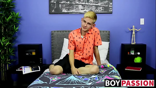 Cute twink interviewed before jerking it 