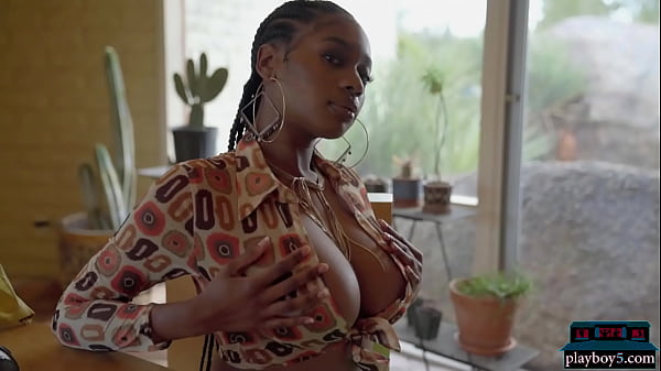 Play MP4 - Huge natural tits Ebony playboy model Nyla shows off everything
