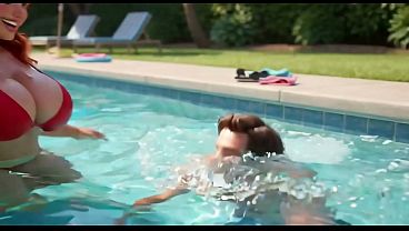 Secret Pool Day Desire: Stepdaughter And Stepfather Finally Connect At Night (ai Generated) thumbnail