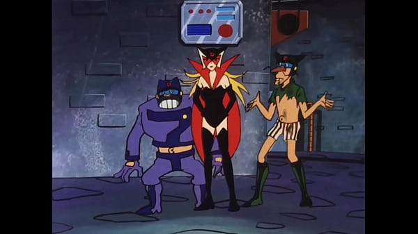 A female anime villain getting her clothes ripped