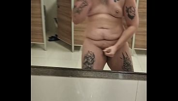 Young Chubby Guy Jerks Off in the Bathroom
