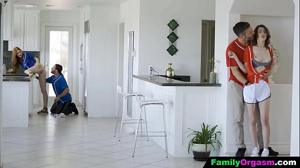 Old jock fathers teaching baseball skill to their stepdaughters