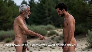 Sakis and Thasos, the horny, hairy, old Greek farmers, go to the sea with the Italian tourist and have their cocks full there, and they run into an old friend there (Part I) - AI Generated video thumbnail