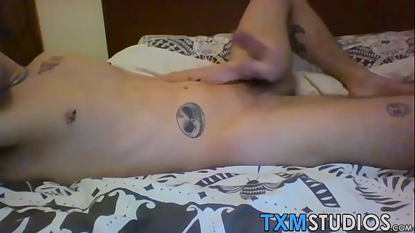 Skinny Michael Wyattwanks his hard_cock in_front off camera