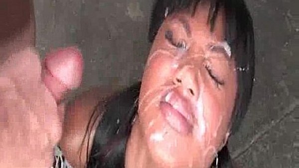 White bukkake on black babe