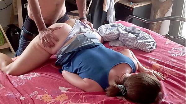 White amateur homemade couple satin lingerie panties clothed sex spanking