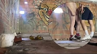 2 amateur boys caught having quick fun in an abandoned building 
