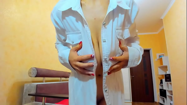 Beautiful Myla Angel in_white shirt_oils her body plays tits and pussy!