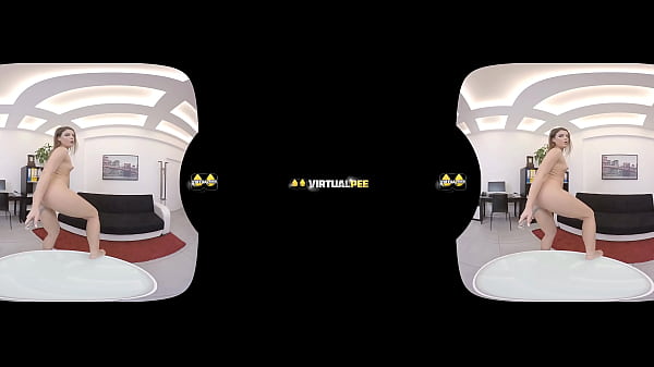 Virtualpee Dildo_loving brunette_splashesherselfwith piss