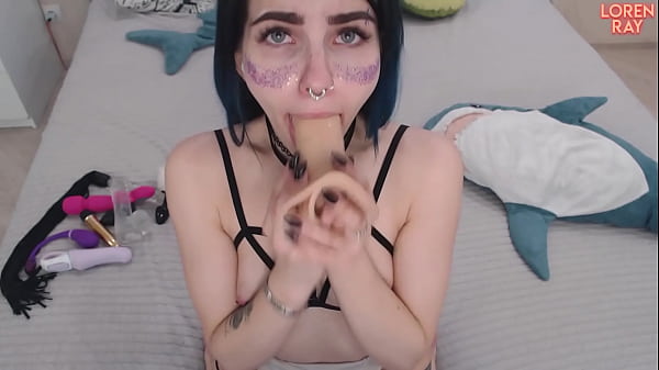 Girl Swallows Huge Rubber Dick And Masturbate - Loren Ray thumbnail