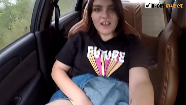 Public masturbation of a brunette_in a car on the go. (engsub)