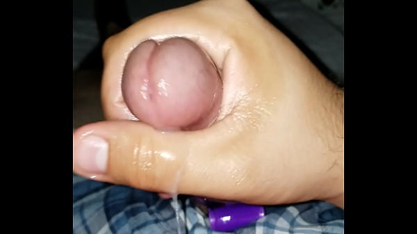 Gay uses cock ring to cum