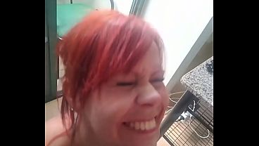 Play MP4 - Sex on the balcony with the naughty redhead neighbor