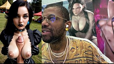 Tan big breast slut getting cum covered goth peach cock teasing a pre cumming cock big breast slut rubbing cum on her tits lara croft cowgirl ride ai generated
