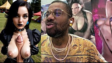 Tan Big Breast Slut Getting Cum Covered, Goth Peach Cock Teasing A Pre-Cumming Cock, Big Breast Slut Rubbing Cum On Her Tits, Lara Croft Cowgirl Ride, AI Generated 