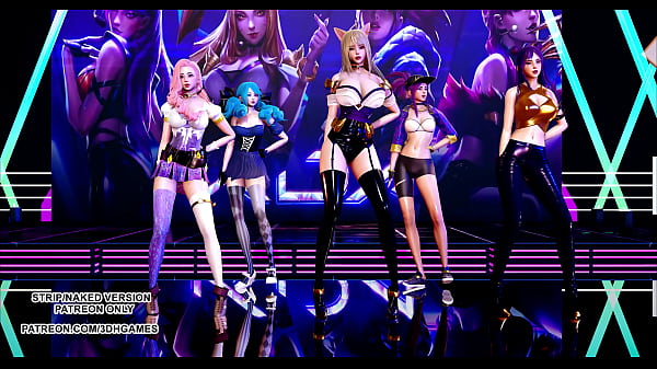 MMD GFRIEND GlassBead Sexy Kpop_Dance Ahri AkaliKaisa SeraphineGwen KDA Leagueof Legends
