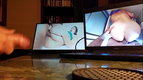 Masturbating guy with computer
