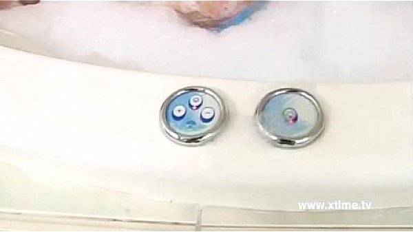 Sensual young lesbians having sex in the bathtub 