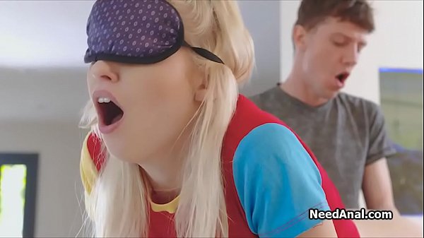 Sticking_huge dildo in blonde teen ass before dick