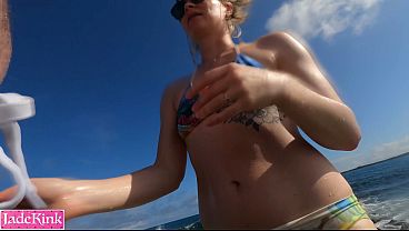My girlfriend is getting nude on a public beach