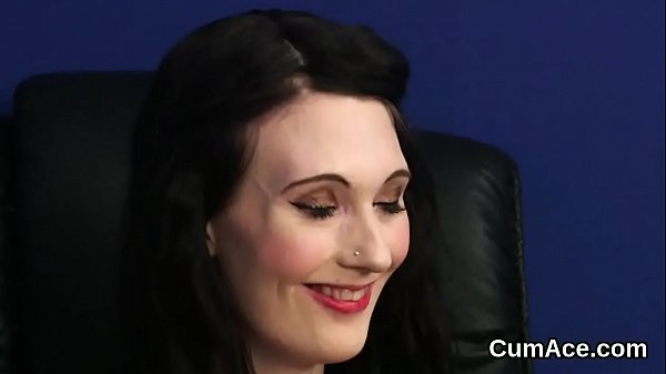 Horny doll gets cumshot_on her face swallowing_all the jizz