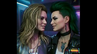 Nonton Videogame Hentai Yuri Cyborg Kissing Grok Imagine Cyberpunk 2077 thumbnail