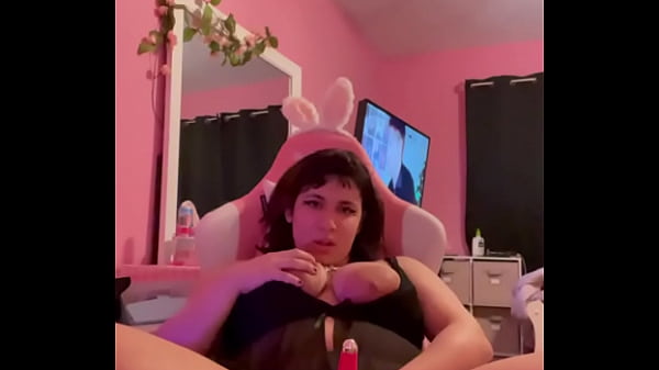 Pink vibrator on sluts clit 