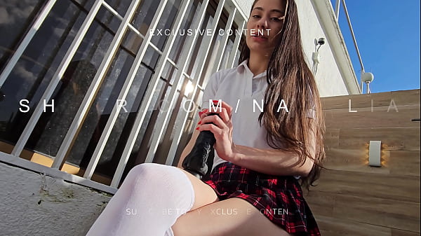 Student masturbates with big dildo 