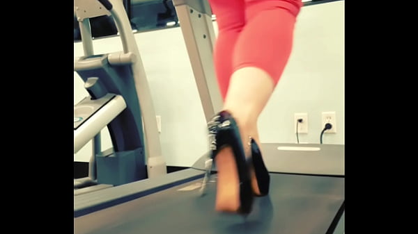 Play MP4 - Stiletto High Heels Public Gym Treadmill Walking in pleasers tall shiny black stripper shoes workout yoga pants exercise cardio - Kyra Hellfire