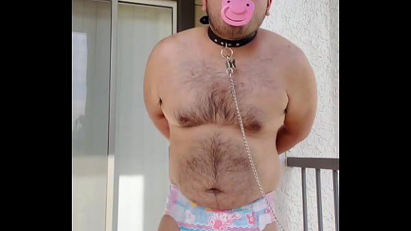 Diaper boy in bondage predicament