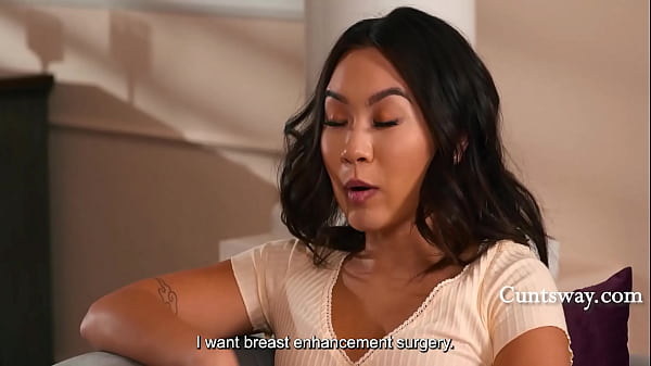 Busty milf comforts stepdaughter who is sad that her tits are too small