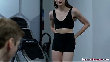 Small Tits Feminine Shemale Amanda Riley Wants To See Her Trainers Cock And Shows Him Her Tgirl Dick.the Brunette Trans Deepthroats And Is Anal Reamed thumbnail
