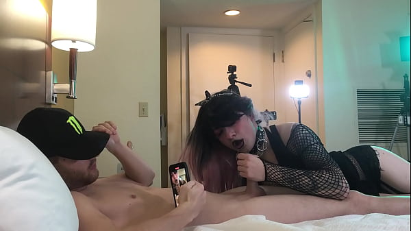 Emo Trans Woman Deepthroating Big Cock 