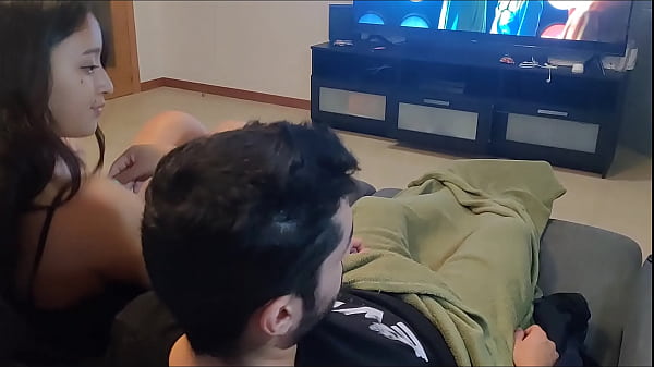 my step sister caught memasturbating and watching porn so she made me_a blowjob