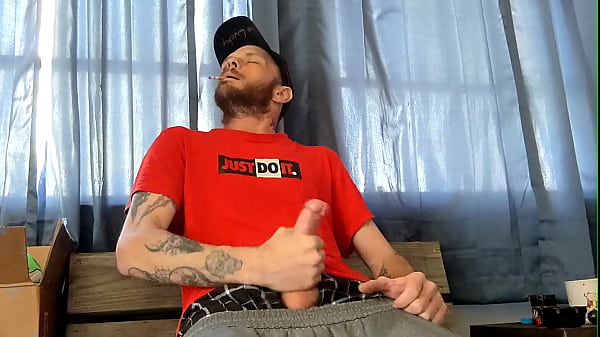 Stroking_my big cock on my smoke_break