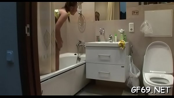 Pretty sweetheart gets her slit examined in front of studs 