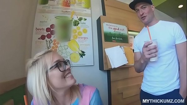 Fully oiled PAWG blonde teen cocked hard by lucky stranger