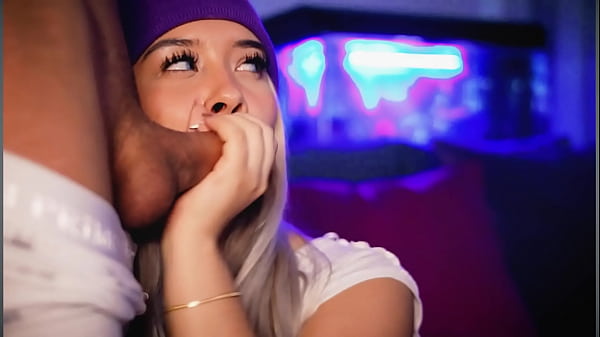 Horny blondesucks her 's cock and then getson all fours to be fucked hard