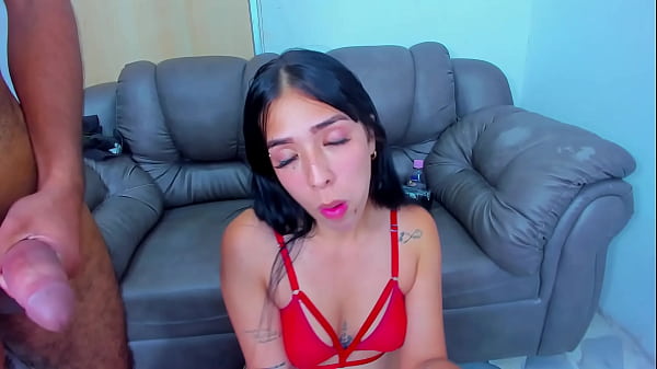 Lovely latin girl gives soft blowjobs to two friends 