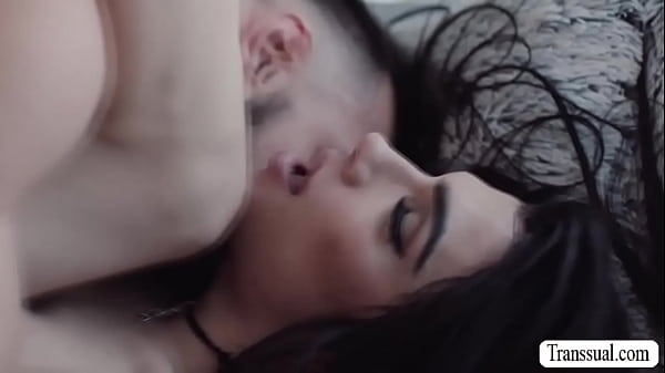 Gorgeous shemale brings her new boyfriend into her place and then they suck each others cock.After that,she lets him bareback fuck her wet ass. 