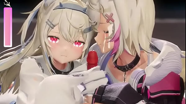 Two neko girls playing with your dick 