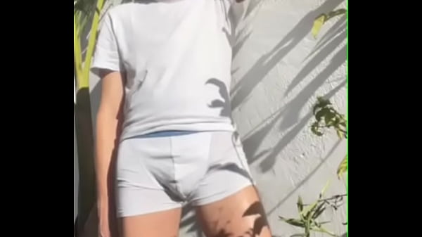 Twink self-pissing - wetting in white undies - male omorashi 