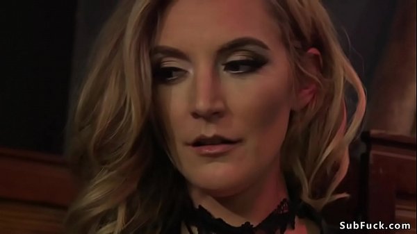 Extreme hot blonde mistress plays withmale